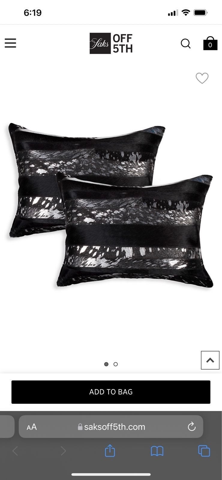 2-Pack Madrid Rectangular Cowhide Pillow Set