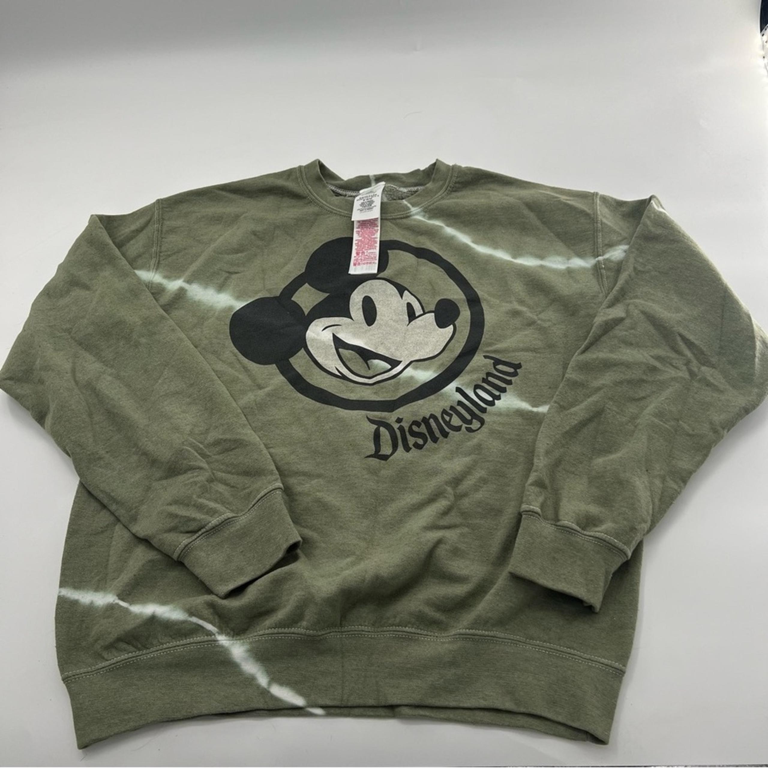 Disneyland Parks Olive Green Tie Dye Mickey Mouse Crewneck Pullover Women’s