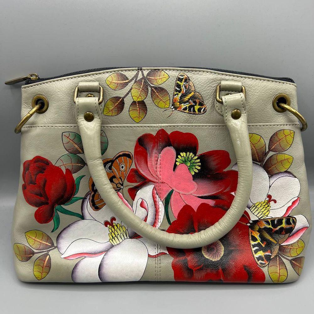 Anna by Anuschka Floral Hand Painted Leather Crossbody Bag