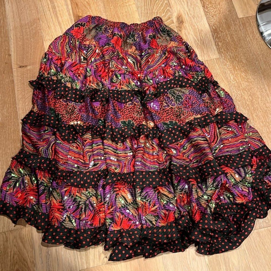 Diane Freis original vintage georgette skirt multi layer