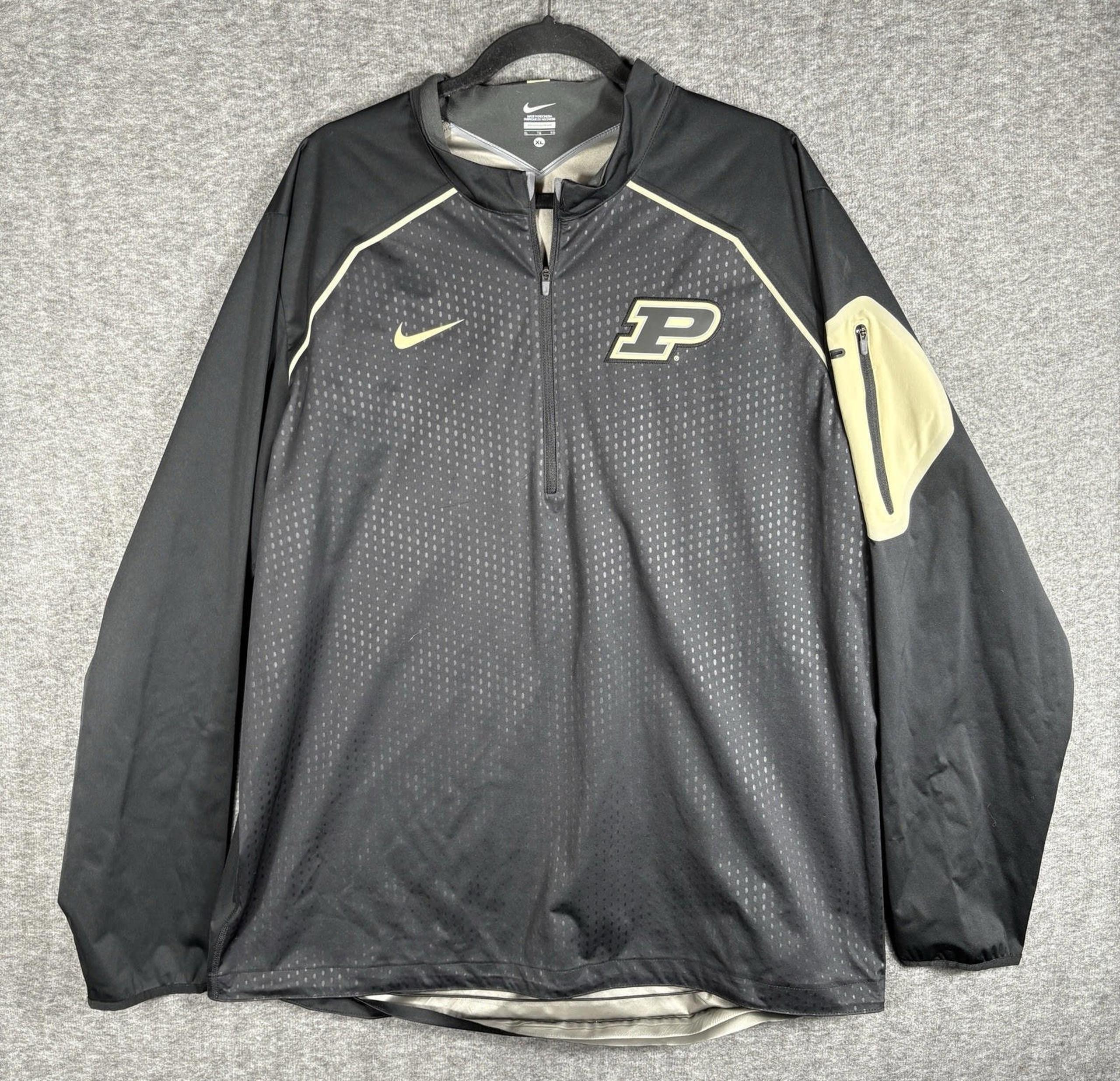 Nike Purdue Boilermakers Men's XL Full Zip Windbreaker Jacket Black Gold