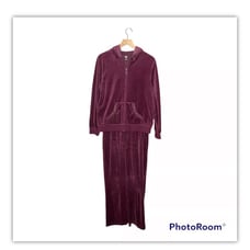 SJB Velour Jogger Sweat Suit Set Track Suit Sz Petite Pants M Jacket L w bling