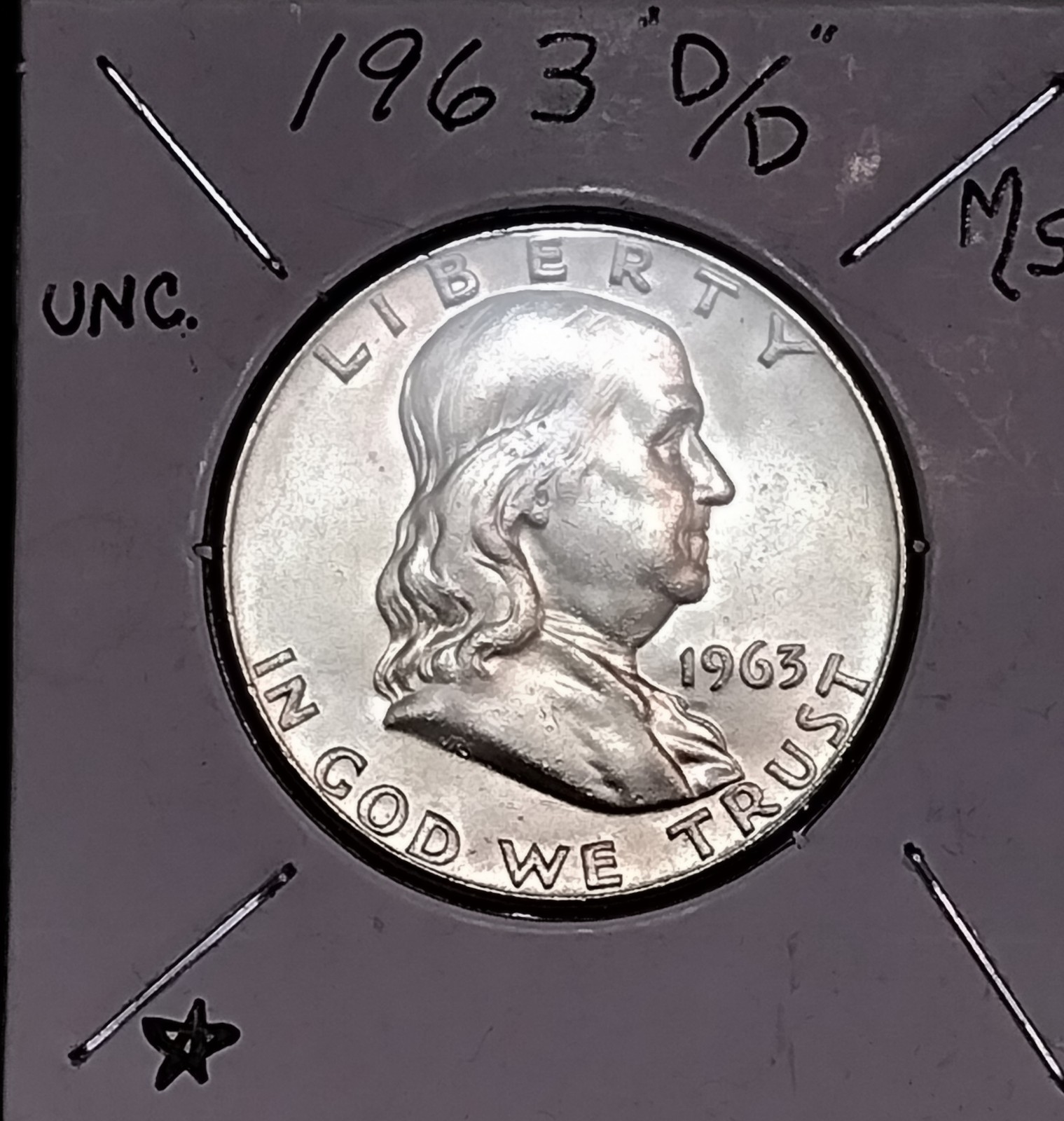 1963-D over D Franklin Half Dollar - BU RPM -