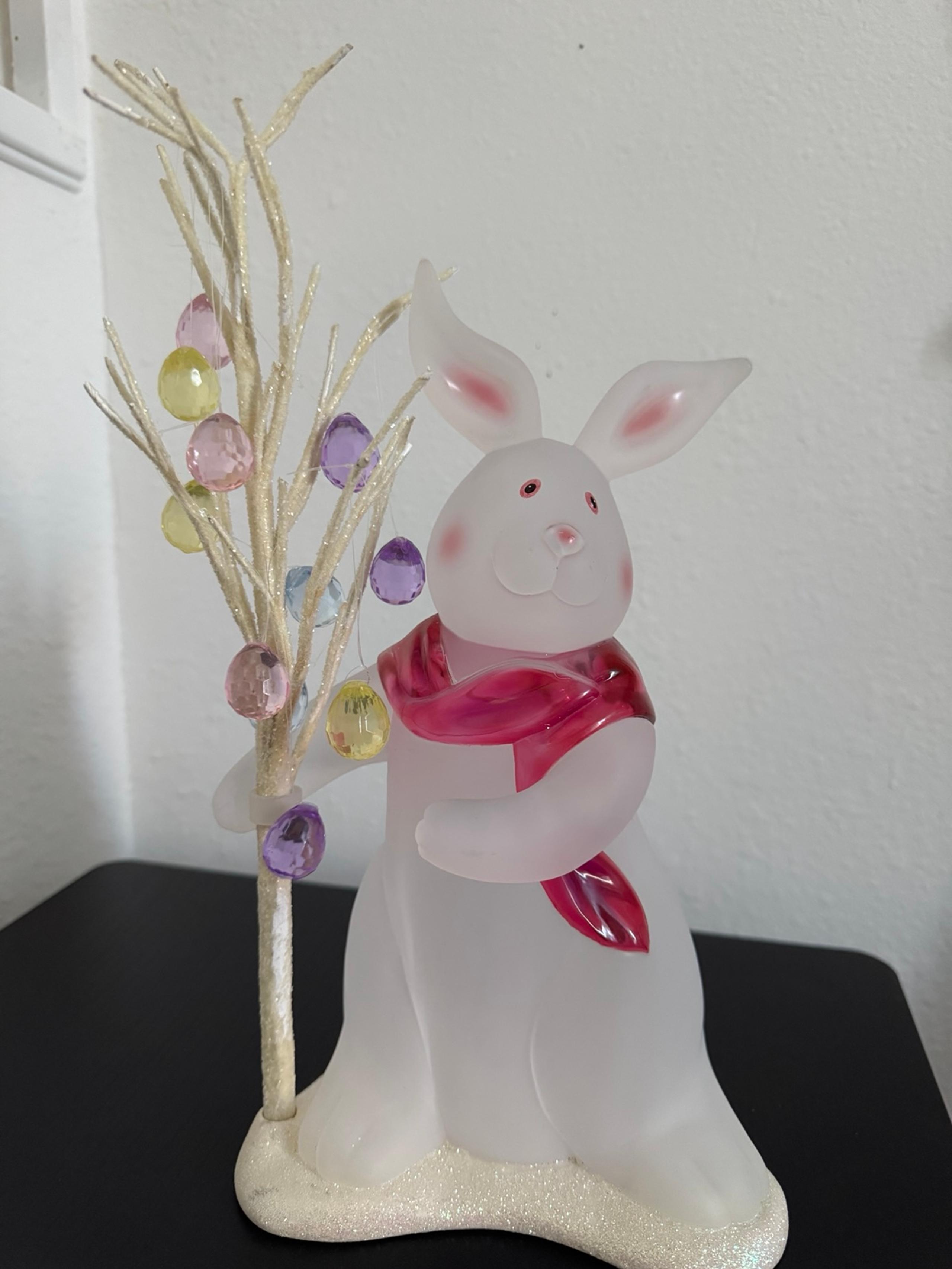 Vintage JCPenney Acrylic Easter Bunny Tree with Multicolor Hanging Egg Ornaments