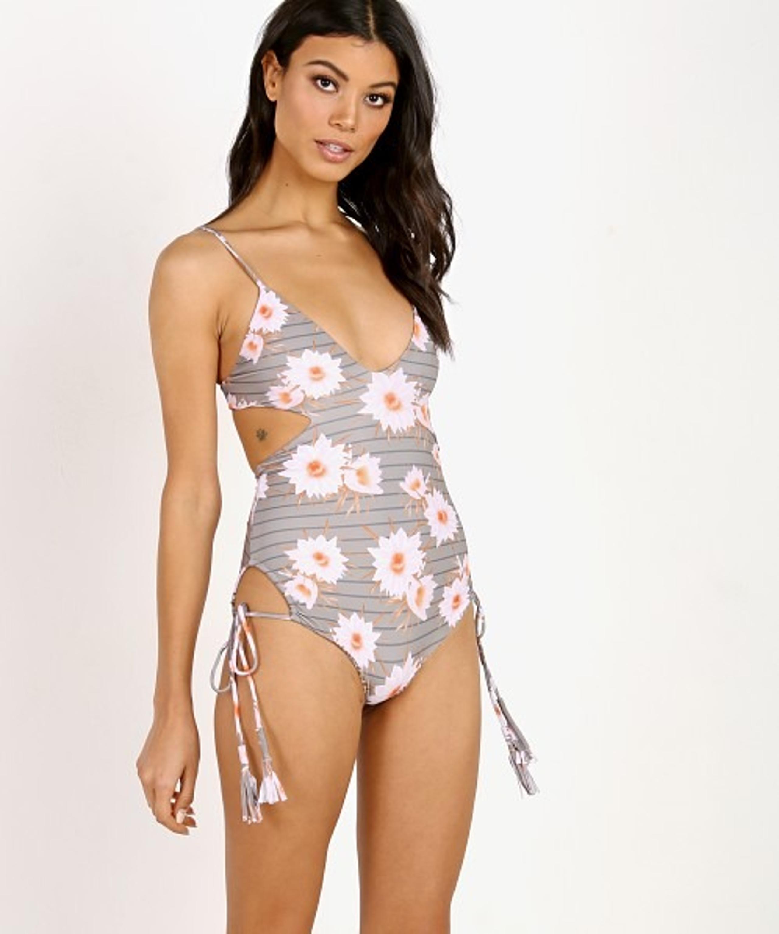 ACACIA FLORAL REVERSIBLE ONE PIECE BATHING SUIT SIZE M