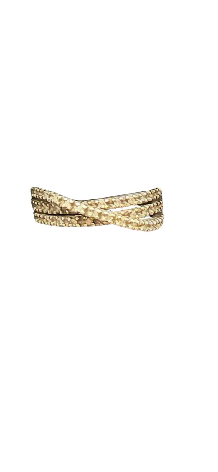 Sterling Silver Ladies Size 9 Three Band Crossover Natural Diamond Ring