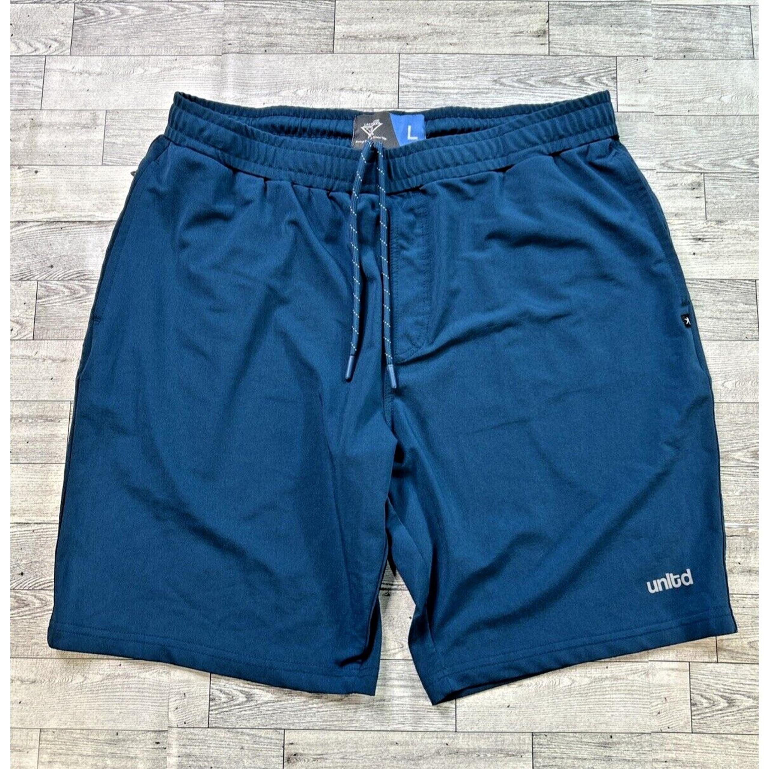 unltd Sport Nation Men's L Blue Athletic Shorts Lacrosse Gym Workout Drawstring