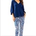 Lilly Pulitzer Linzy True Navy Tassel Long Sleeve Blouse