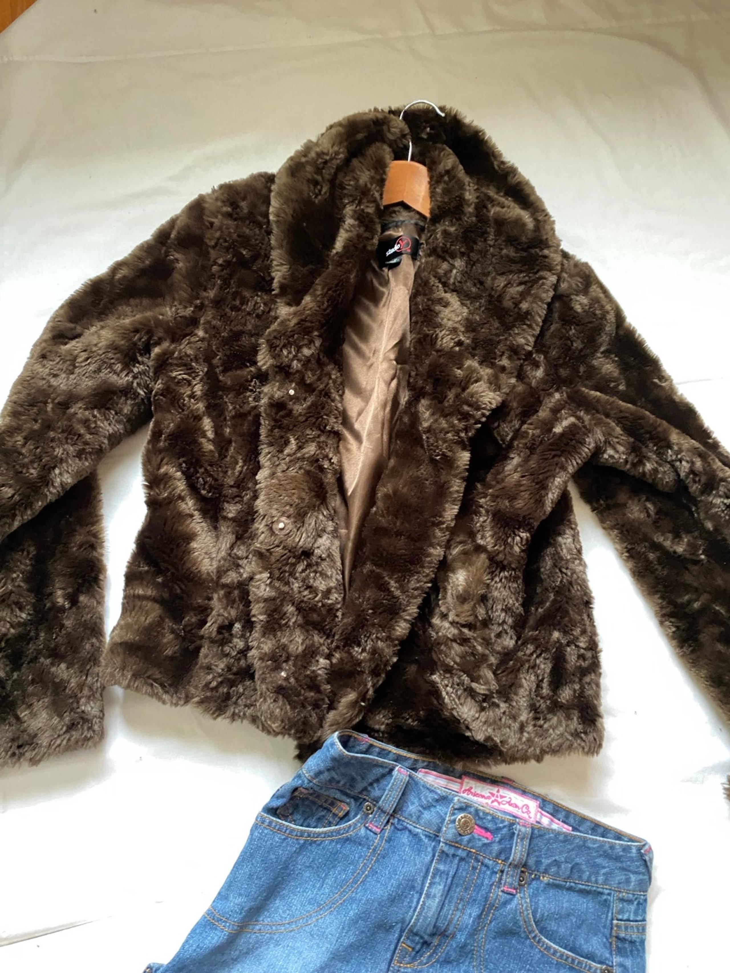 Fur studio y dark chocolate brown jacket blazer medium