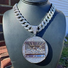 Men XL Last Supper Iced Pendant Cuban Necklace Chain Gold Plated CZ Jewelry Out