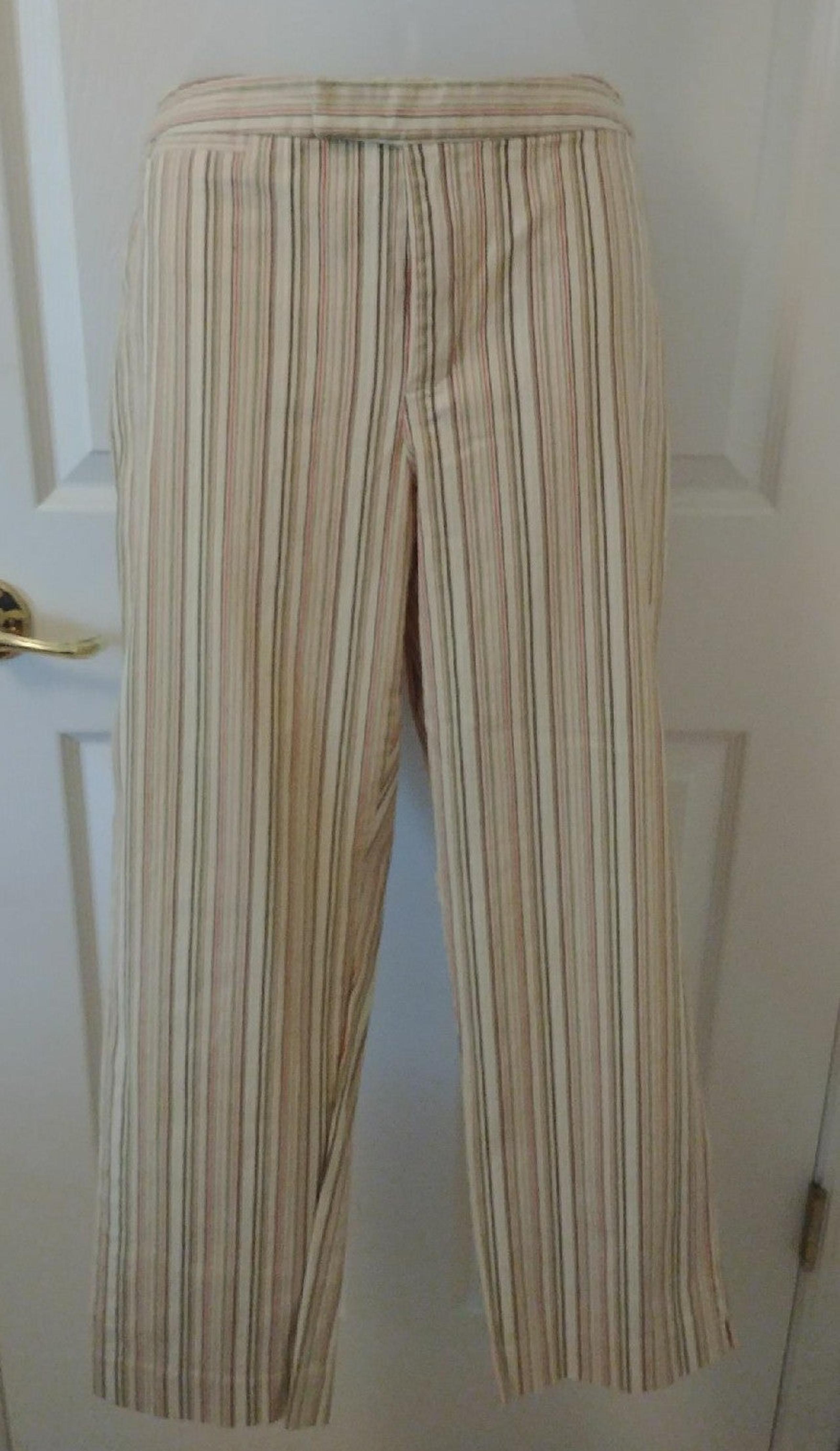 Multi-colored striped capri pants