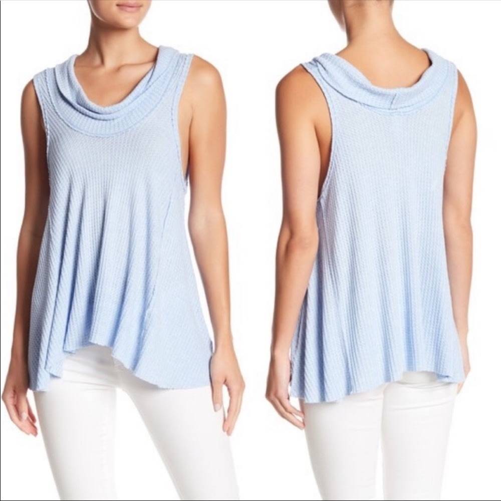 WE THE FREE Blue waffle knit top