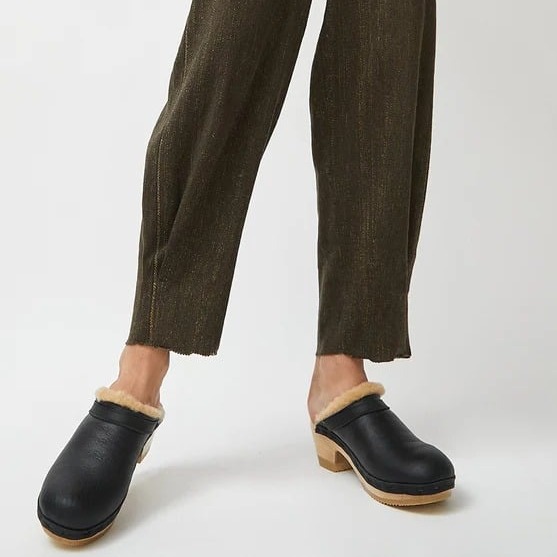 No.6 Dakota Shearling Clog on Mid Heel