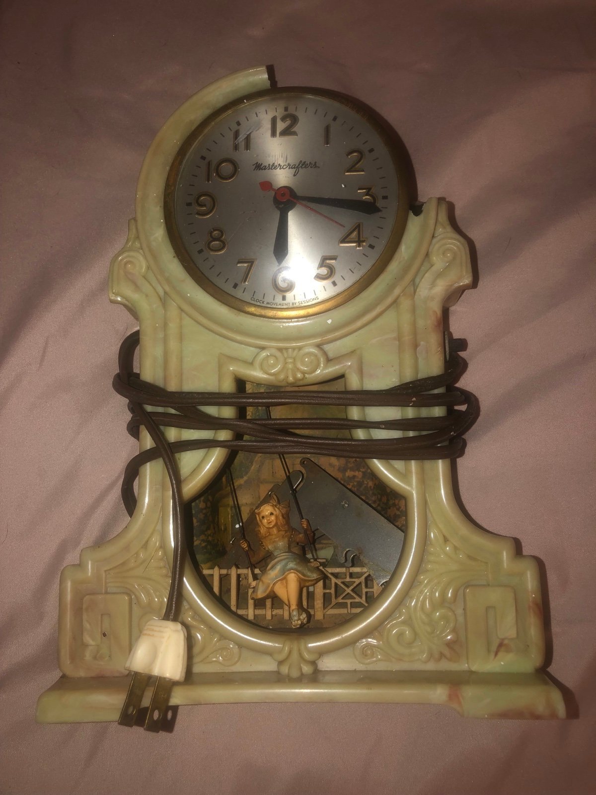 Swinging girl clock vintage Parts Only - detail