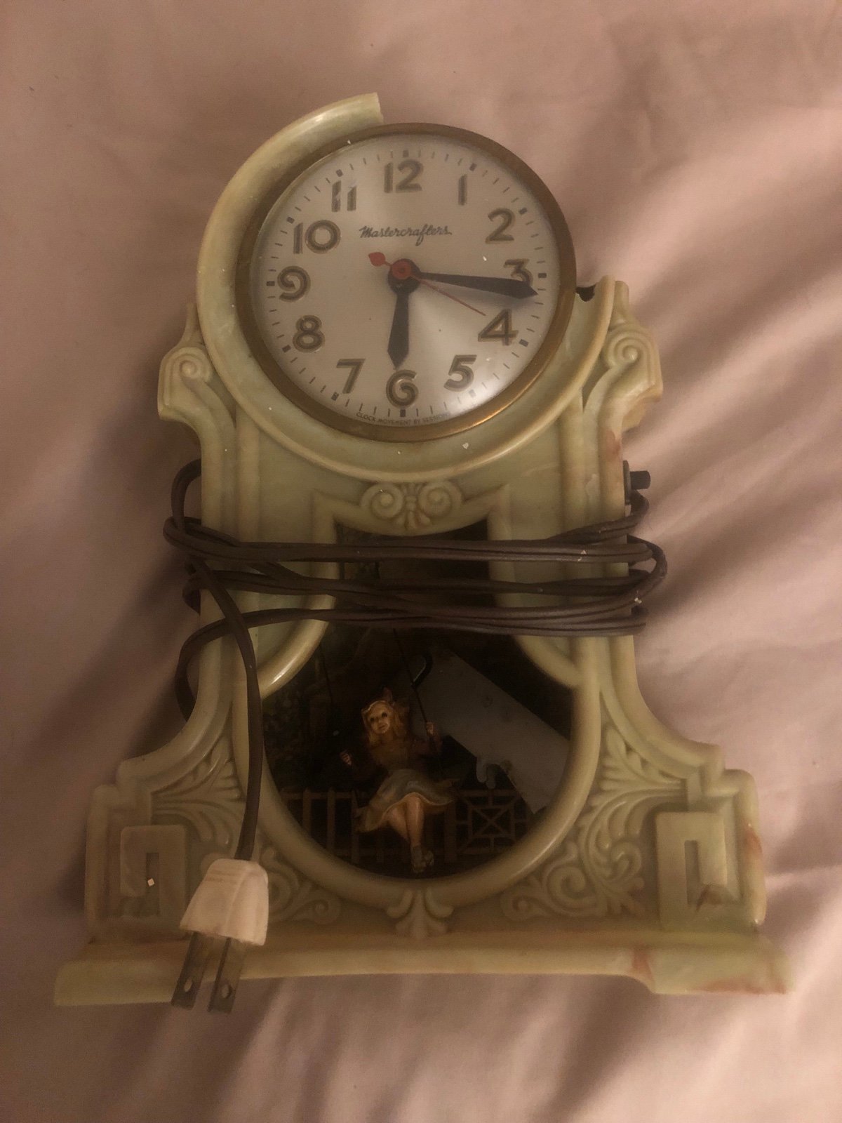 Swinging girl clock vintage Parts Only - detail
