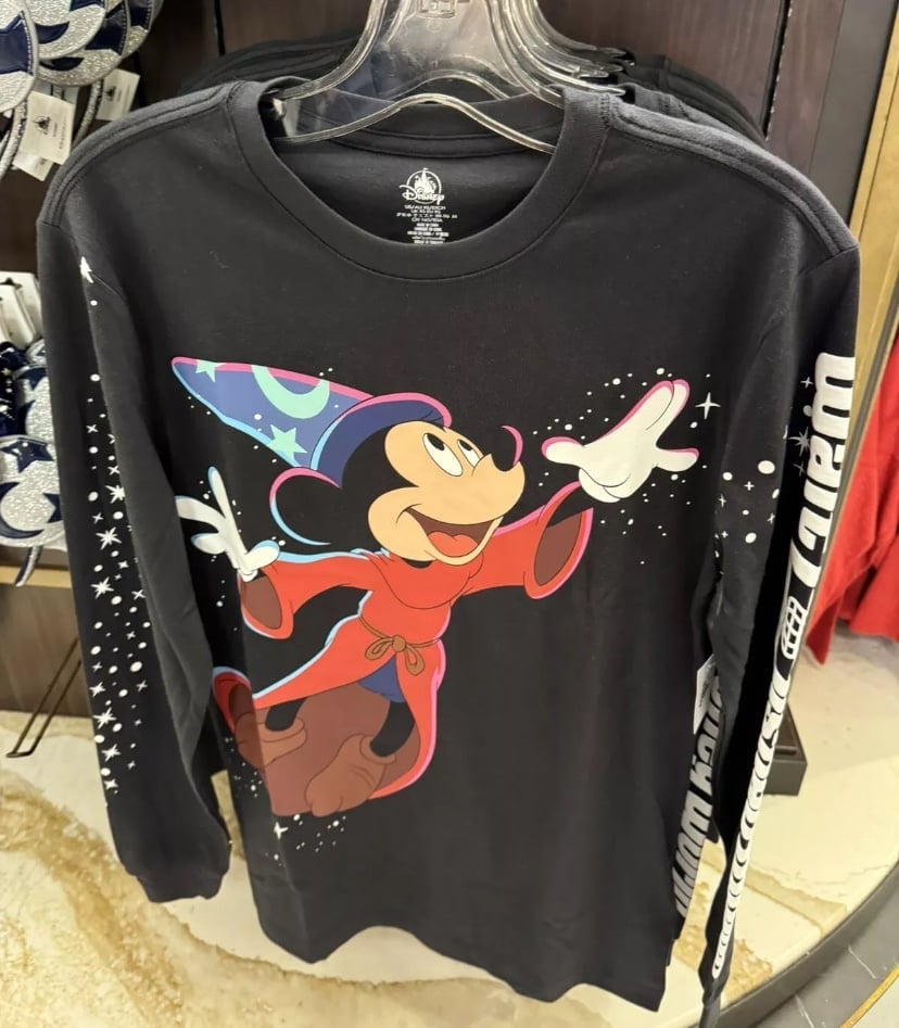 2025 Walt Disney World Parks Sorcerer Mickey Shirt Long Sleeve Black Adult Large