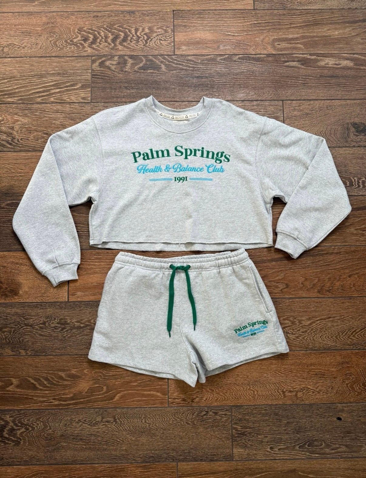 NWT Palm Springs Embroidered Sweatshirt & Shorts Coachella Loungewear Set |SizeM