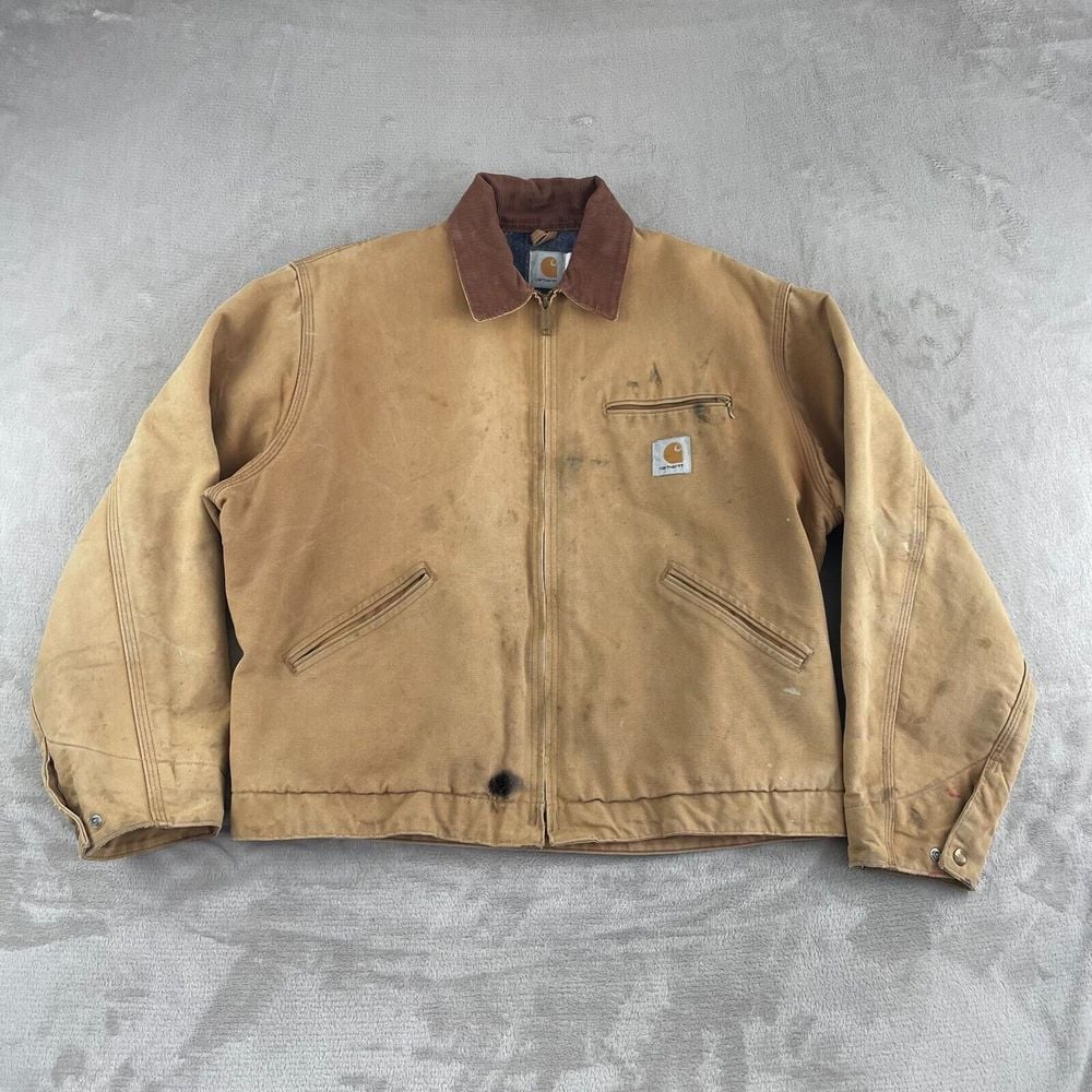 Vintage Carhartt Detroit Jacket 6BLJ Men 46 Brown Tan Blanket Lined Insualted US