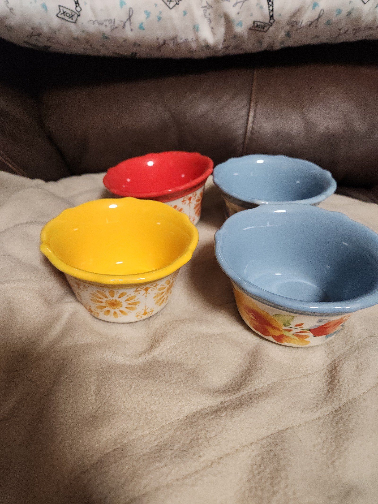 BNWT 4 different Pioneer Woman ramekin stoneware bowls.