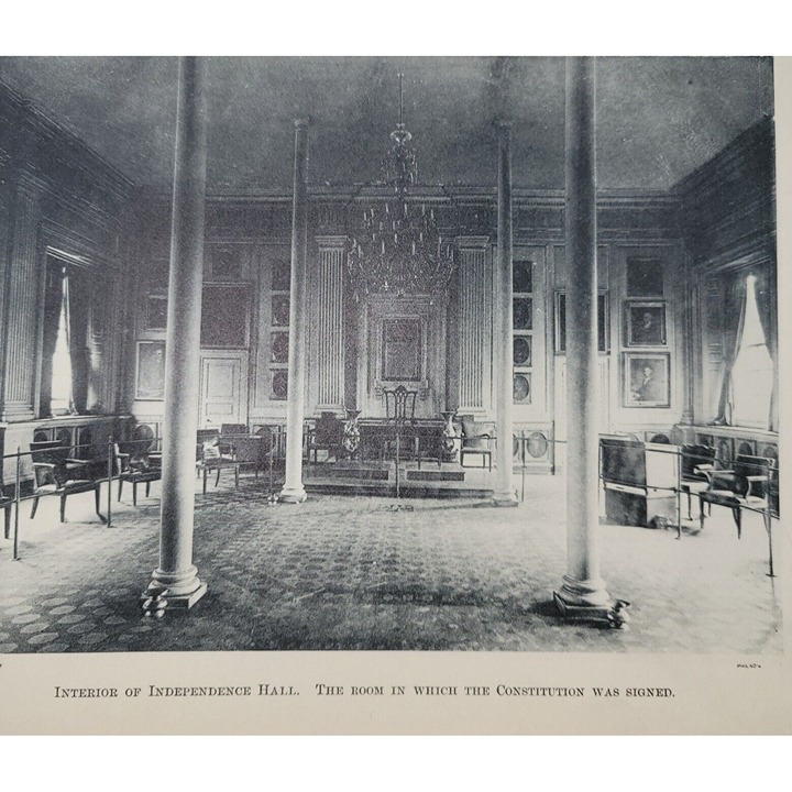 INDEPENDENCE HALL INTERIOR ROOM CONSITUTION by Frederick F. Gutekunst 1889 Print