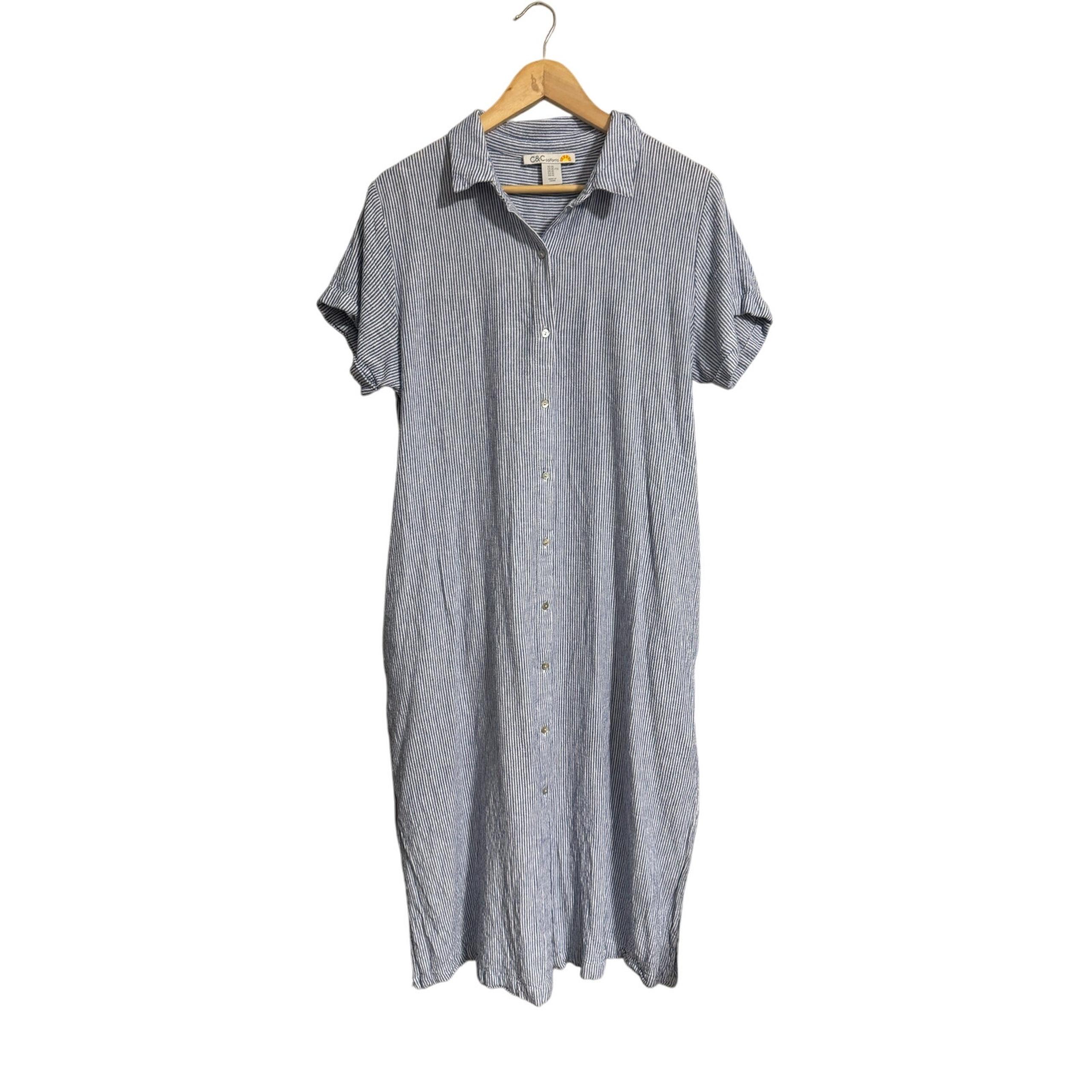 C&C California Coastal Stripe Button Front Shirt Dress Size XL
