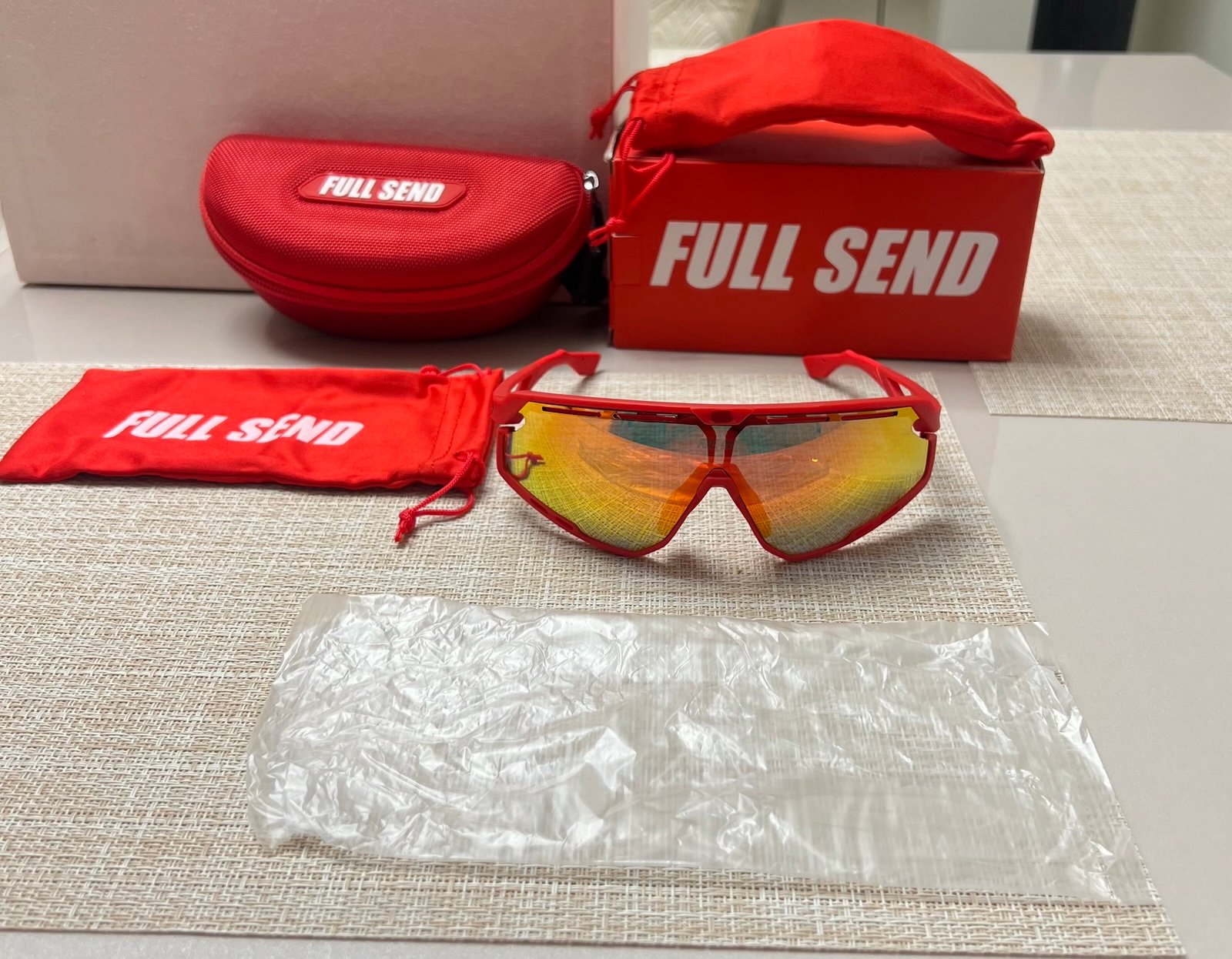 New Full Send by Nelk Boys Red Sunglasses with extra Lense replacement limited