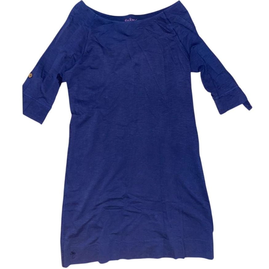 NWOT Lilly Pulitzer 100% Pima Cotton Navy Blue 3/4 Sleeve Dress Size Medium
