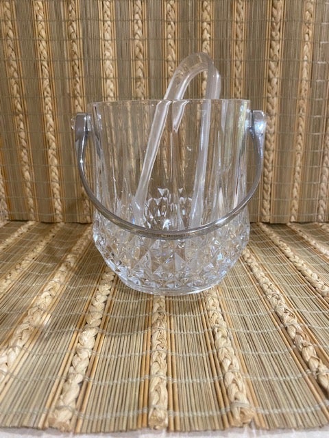Unbranded Clear Crystal Small Ice Bucket With Tongs