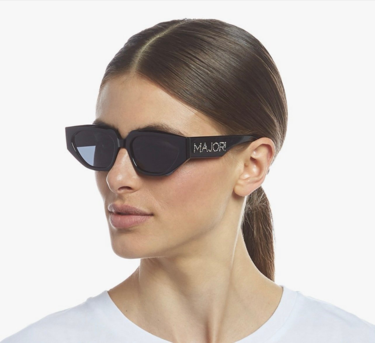 Le Specs Major Exclusive Dark Lenses Crystal Accent 90s Style Sunglasses Black