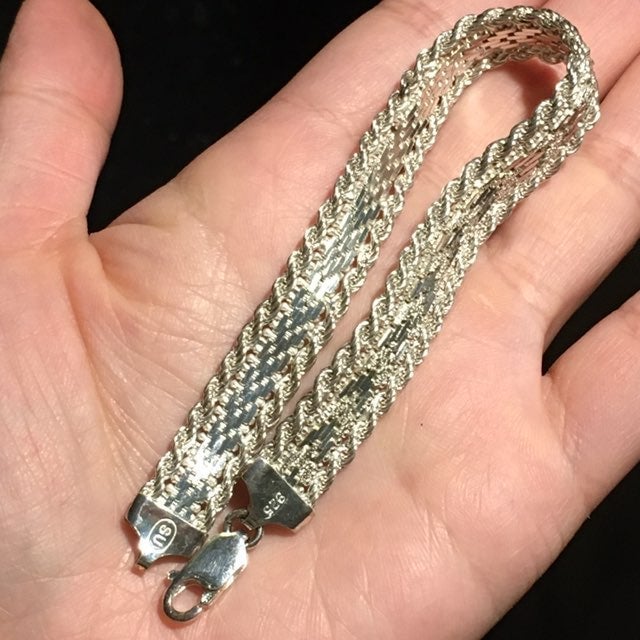 925 Italy sterling silver beacelet 9mm
