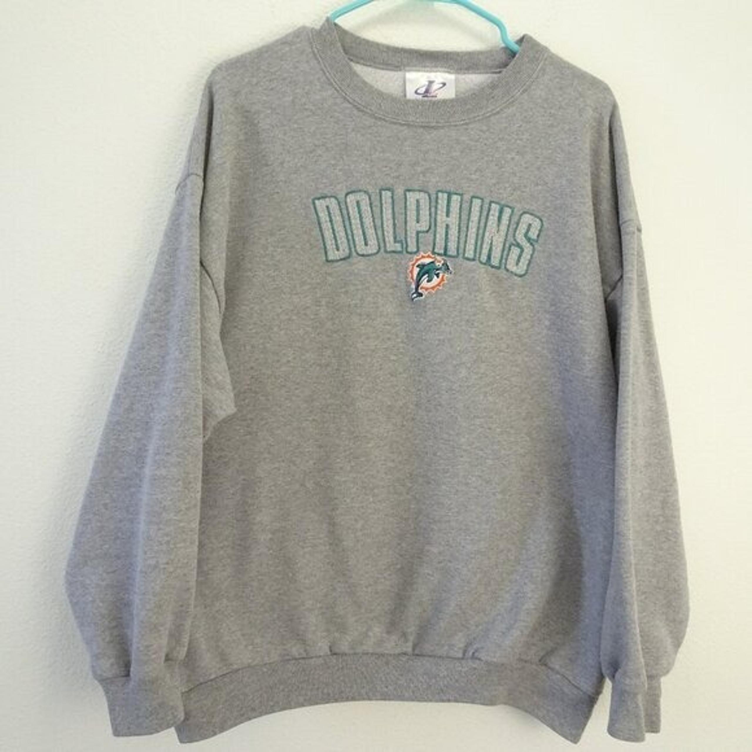 Vintage Logo Athletic Dolphins Pullover Sweatshirt Men's XL Gray