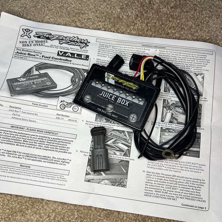 08-09 Kawasaki KLX 250 TWO BROTHERS Juice Box Fuel Control Wiring Harness