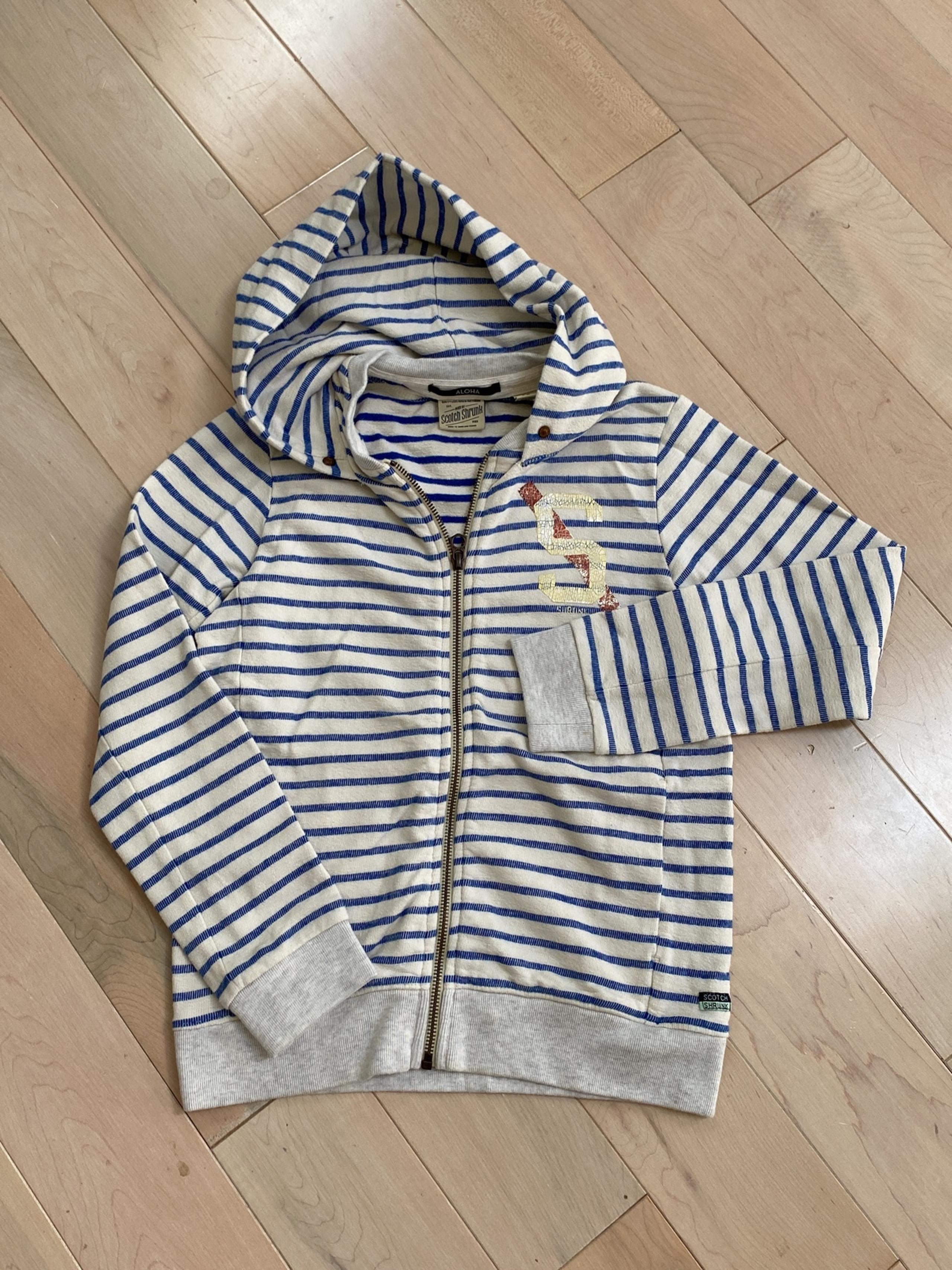 Scotch & Soda scotch shrunk boys white blue stripes Hoodie