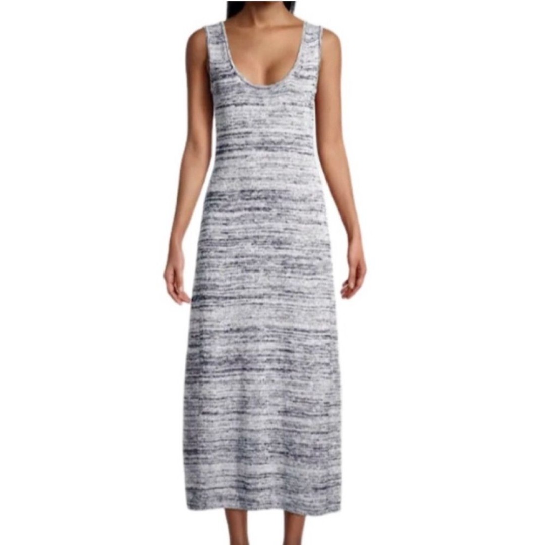 MaxMara Leisure Biglia Scoop Neck Knit Tank Dress in Marbled Navy