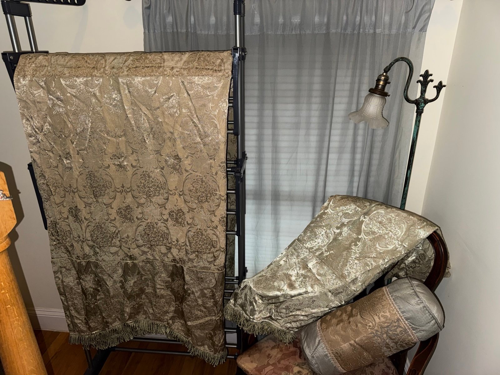 (2) Curtain Panels, Tassled, Lovely Pattern, 96”x54” w/ Accent Pillow, VGU