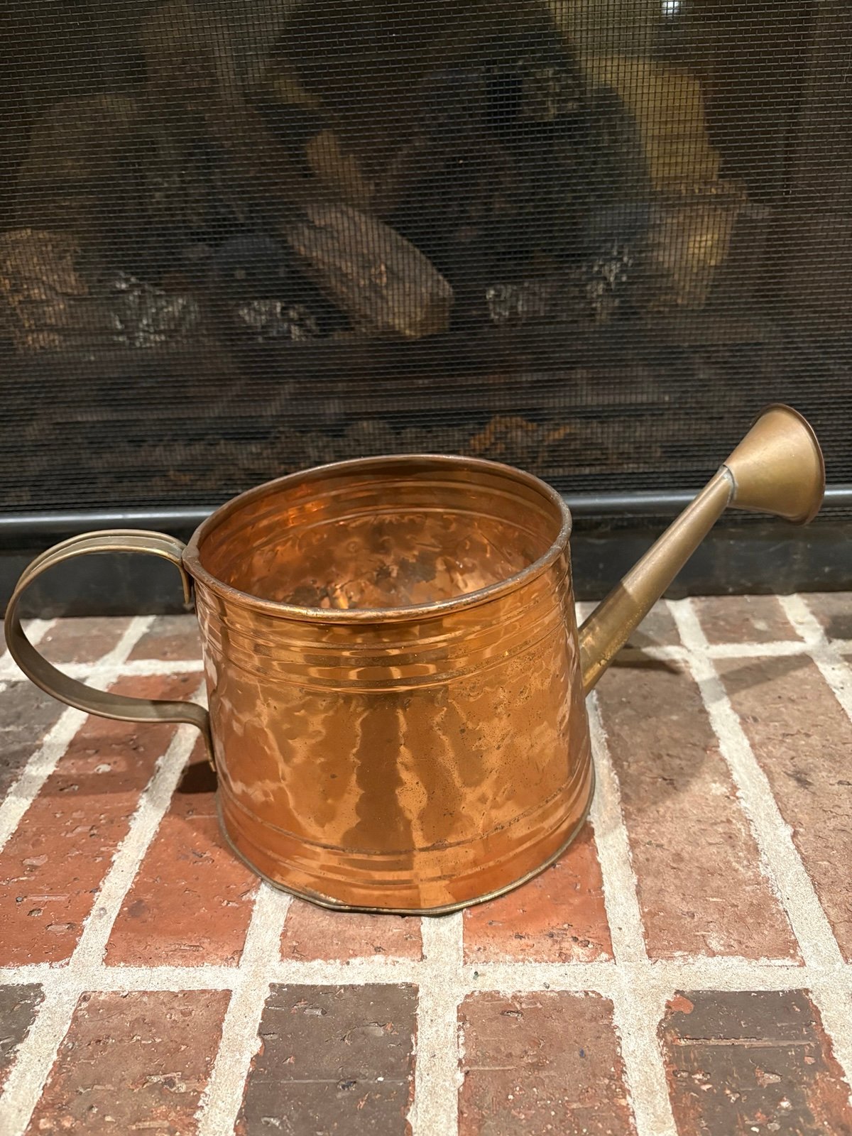Stunning vintage hammered copper watering pan pot or planter 5.5” tall 6” wide