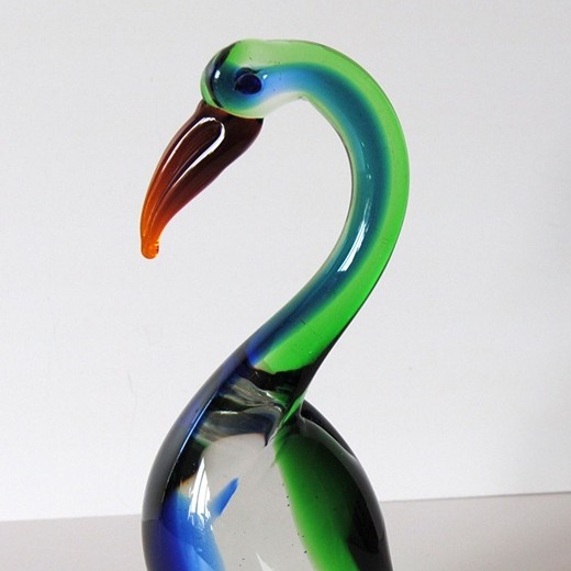Glass Swan Blue Green Hand Blown Figurine Murano?