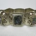 ABALONE MEXICAN SILVER Panel Bracelet Abalone Masks Rectangles Marked Mexico