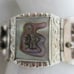 ABALONE MEXICAN SILVER Panel Bracelet Abalone Masks Rectangles Marked Mexico
