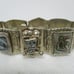 ABALONE MEXICAN SILVER Panel Bracelet Abalone Masks Rectangles Marked Mexico