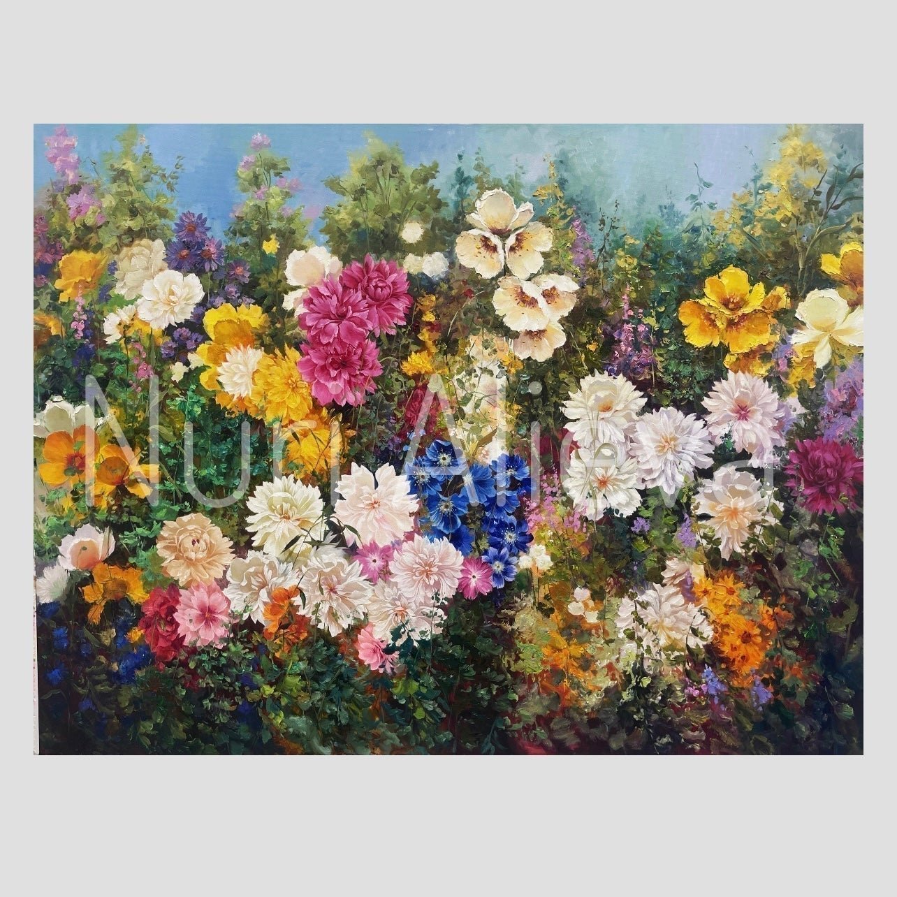 Floral Oil Painting “Magical Flower Garden” , floral Artwork by Nuri Alieva 油画