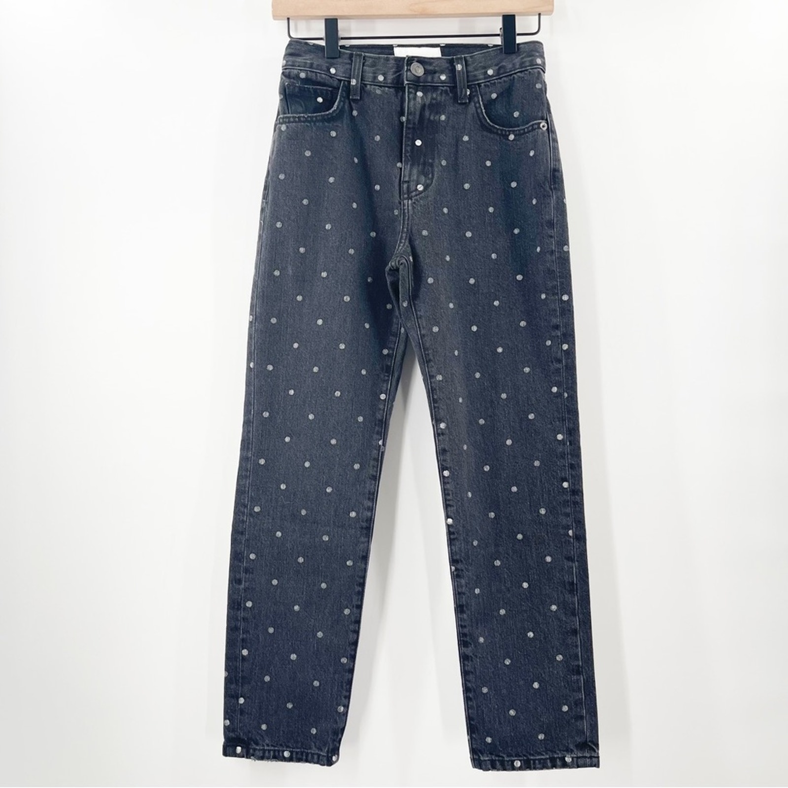 CURRENT/ELLIOTT Jeans Size 24 Denim The Vintage Cropped Slim Polka Dots Dot NWT