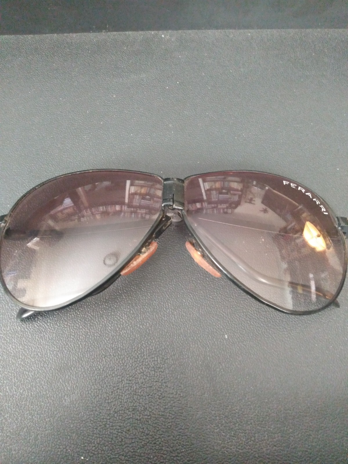 Vintage Ferrari Folding Sunglasses Gold Aviators Eyewear