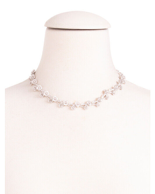 ARIVA Sterling Silver And White Gold Floral Collar Necklace