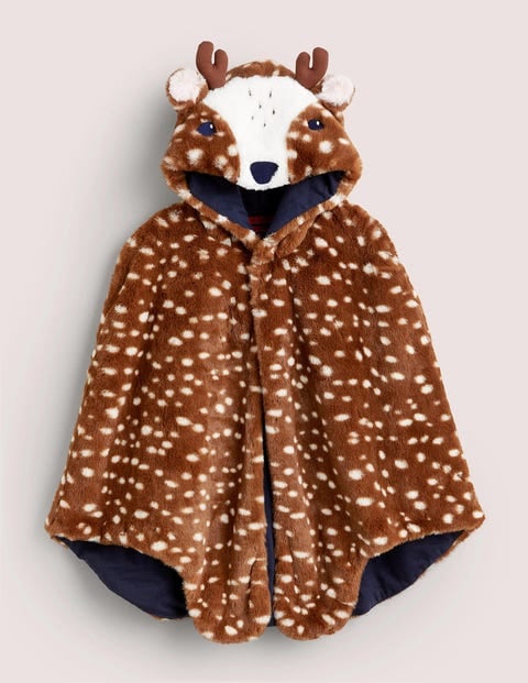 Mini Boden Fancy Dress Faux Fur Cape - Brown Deer (10-12Y)