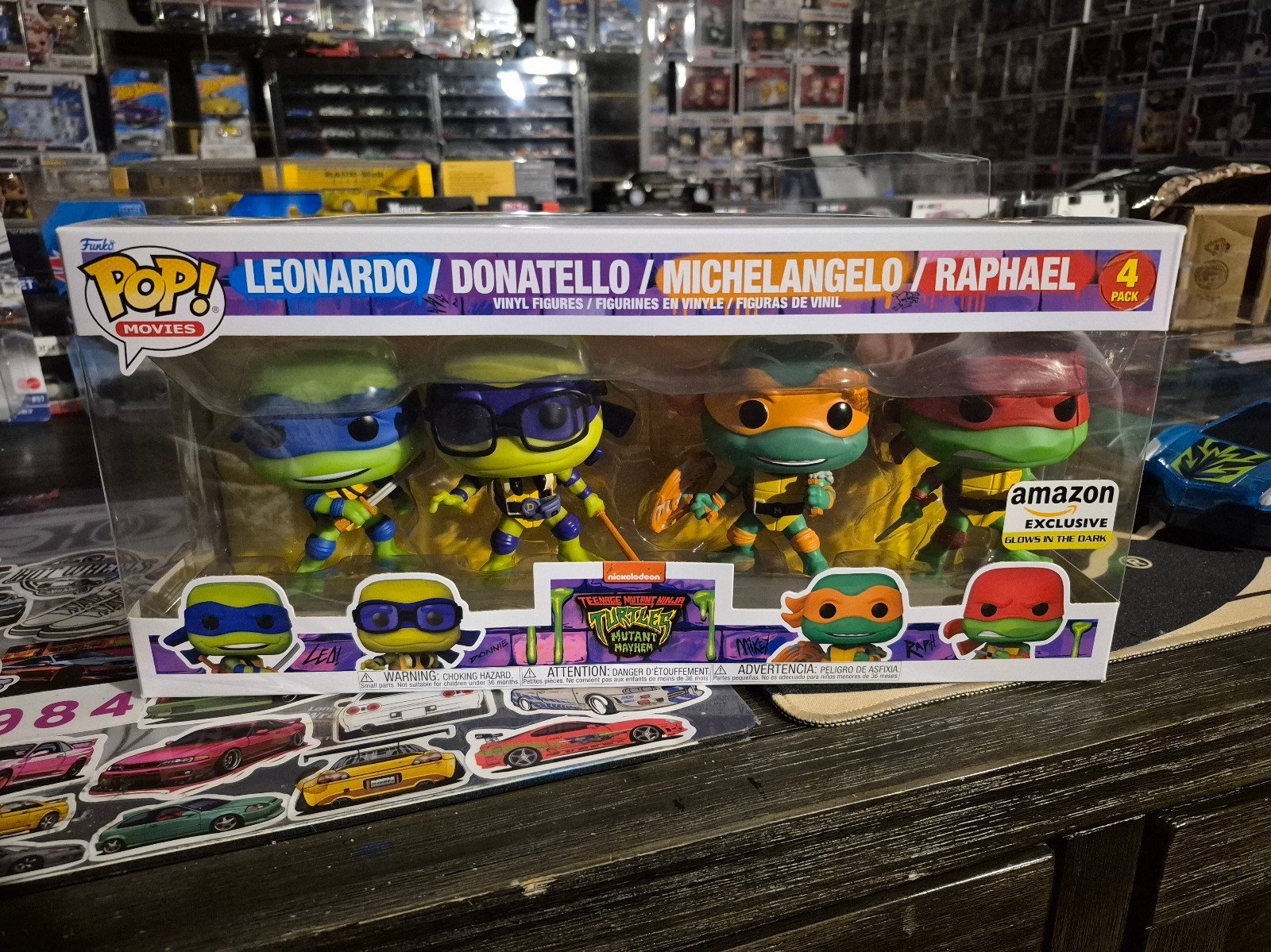 TMNT Turtles Mutant Mayhem Funko POP 4 pack Glow Exclusive SET