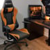 Chair PU Leather Adjustable Seat Height Orange