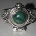Estate vintage 925 sterling silver malachite poison/pillbox ring signed sz 6.5