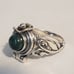 Estate vintage 925 sterling silver malachite poison/pillbox ring signed sz 6.5