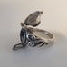 Estate vintage 925 sterling silver malachite poison/pillbox ring signed sz 6.5